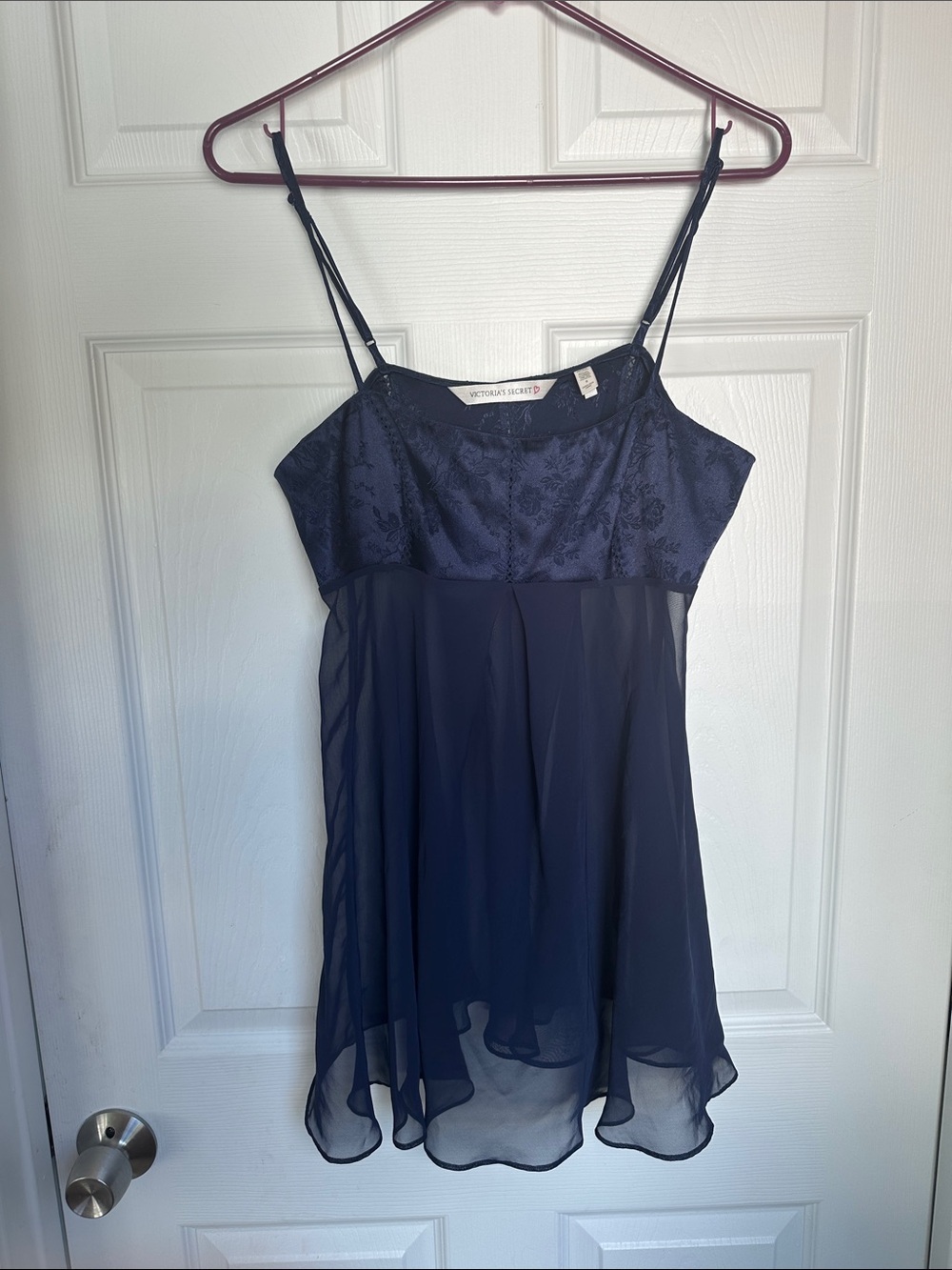 Victoria's Secret Navy Lace & Chiffon Babydoll slip